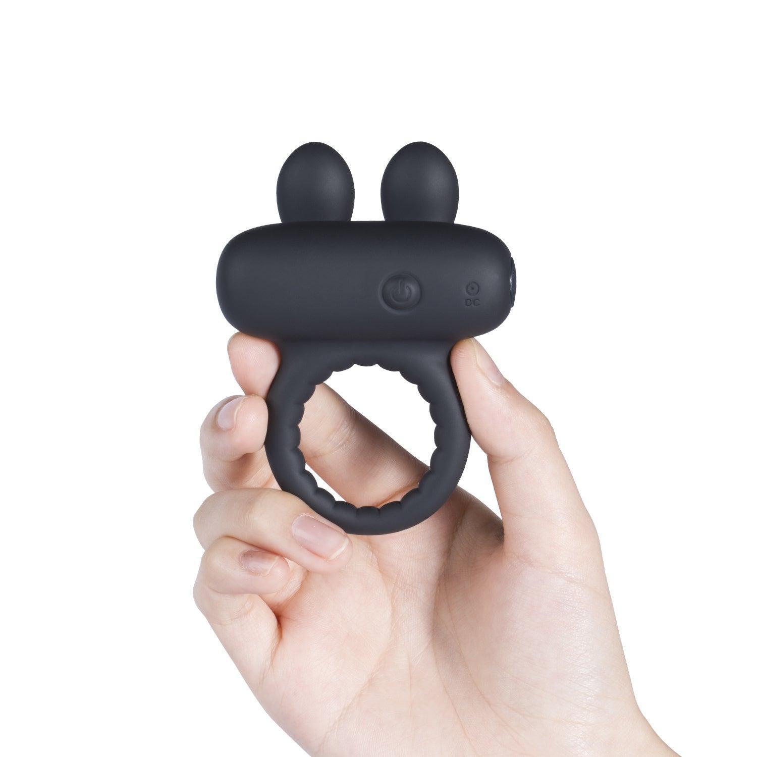 Playful Pleasure: Rechargeable Rabbit Vibrating Cock Ring - Xoxomoving