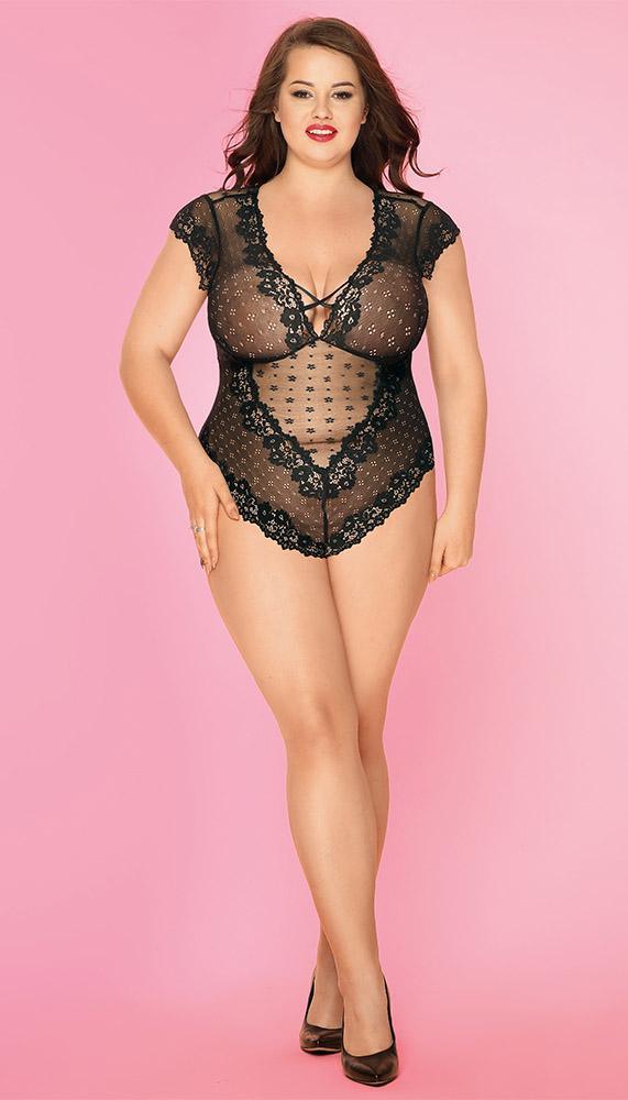 Plus Size Sheer Bedroom Romper - Xoxomoving