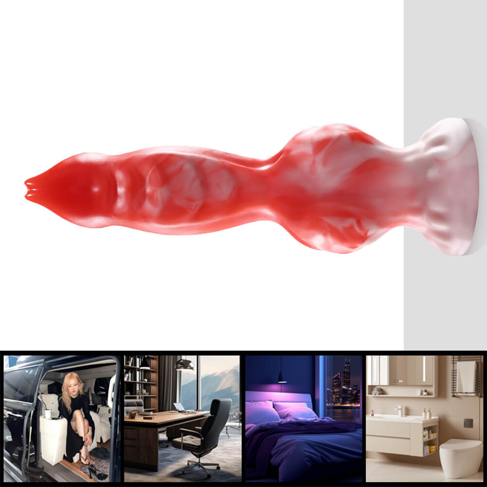 Red Texture Knots Silicone Fantasy Dog Dildo Xoxomoving