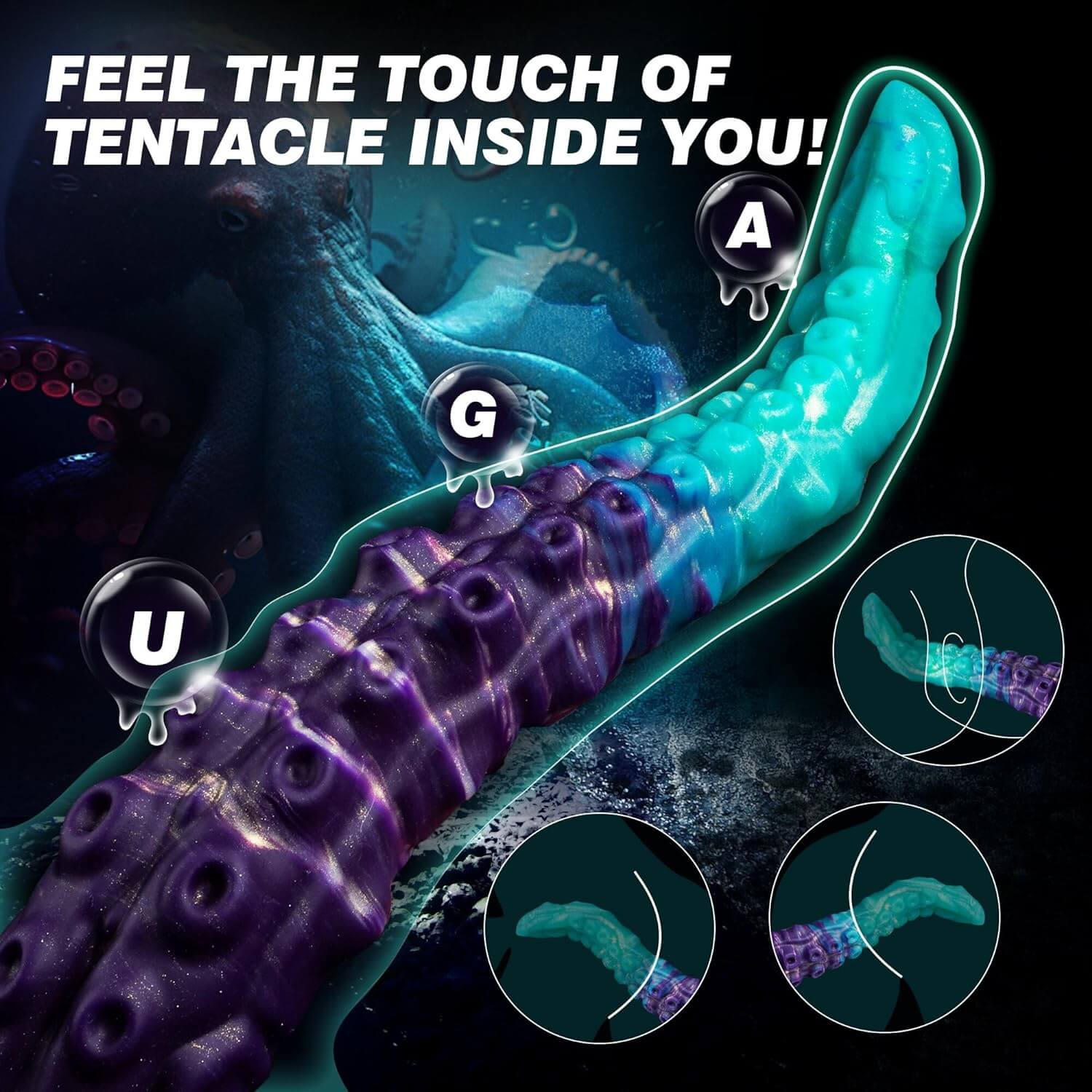 Tentacle Dildo  13.78 inch Fantasy Silicone Toy with Suction Cups  Long Deep Dildo Xoxomoving
