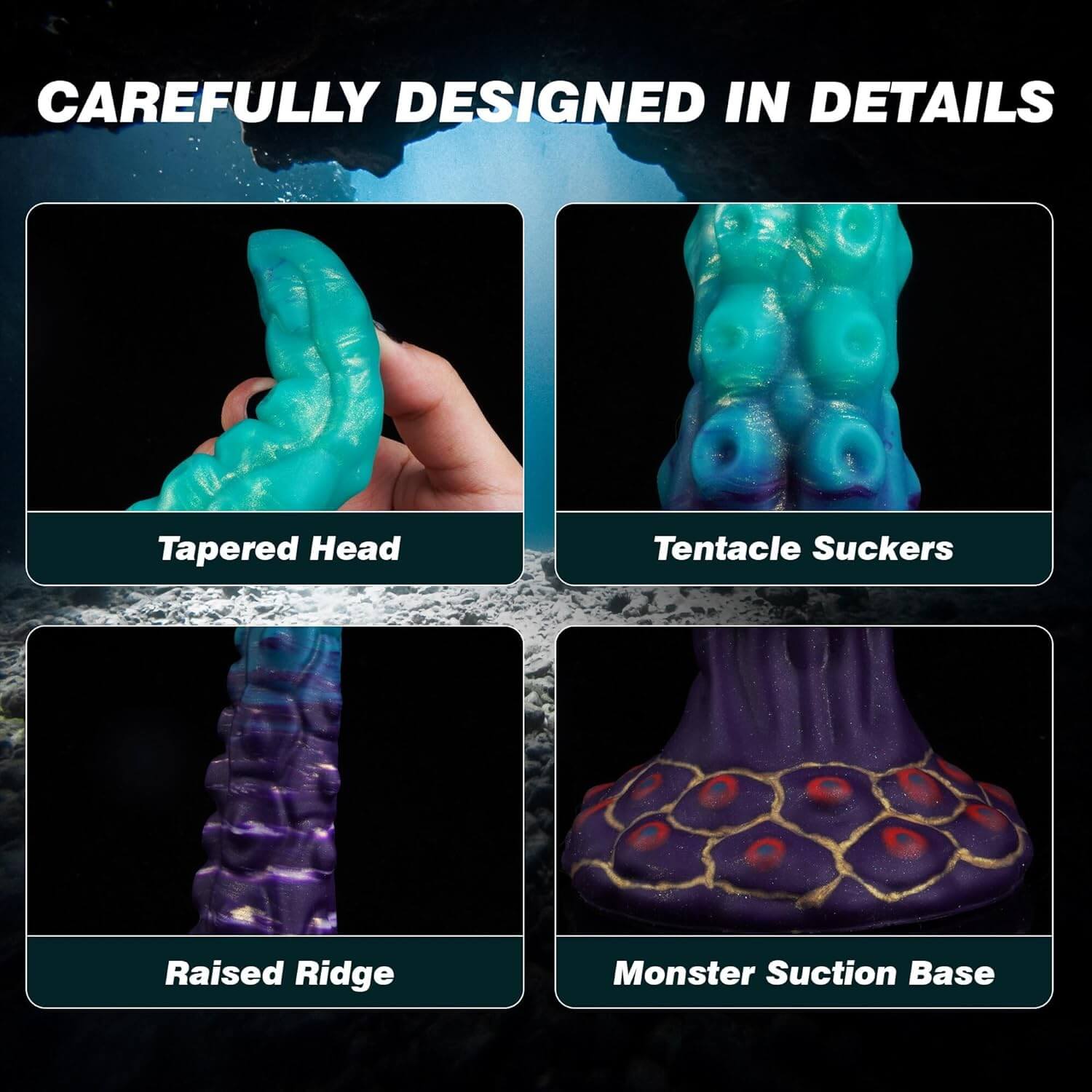 Tentacle Dildo  13.78 inch Fantasy Silicone Toy with Suction Cups  Long Deep Dildo Xoxomoving