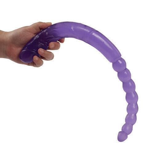 Purple Double-ended Manual Anal Beads and Glans 2 in 1 Dildo 18.5 Inch - Xoxomoving