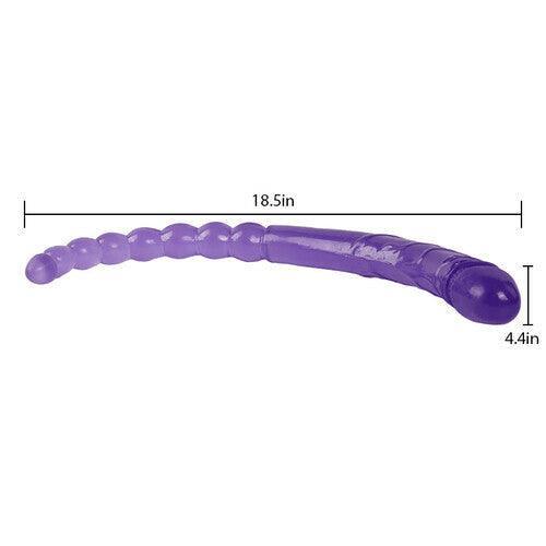 Purple Double-ended Manual Anal Beads and Glans 2 in 1 Dildo 18.5 Inch - Xoxomoving