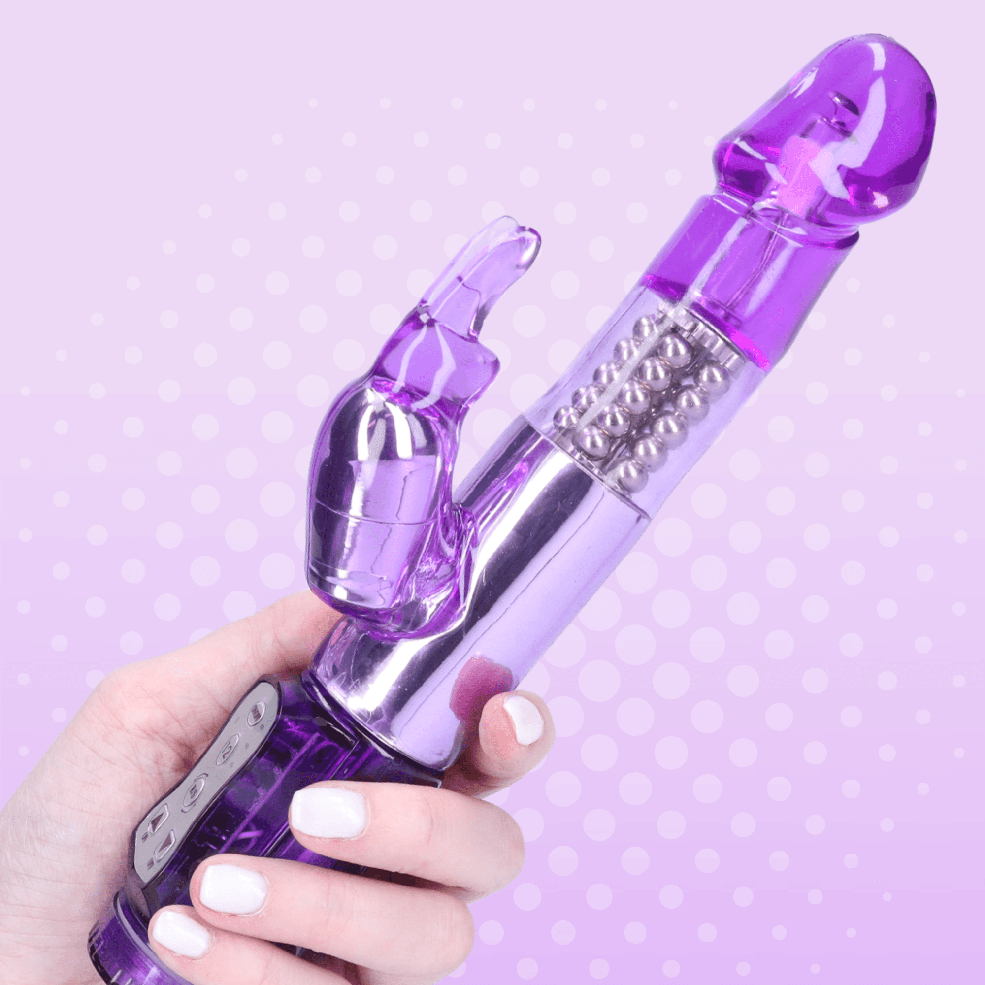 Rabbit Vibrator With 5 Rows Of Rotating Beads - Xoxomoving