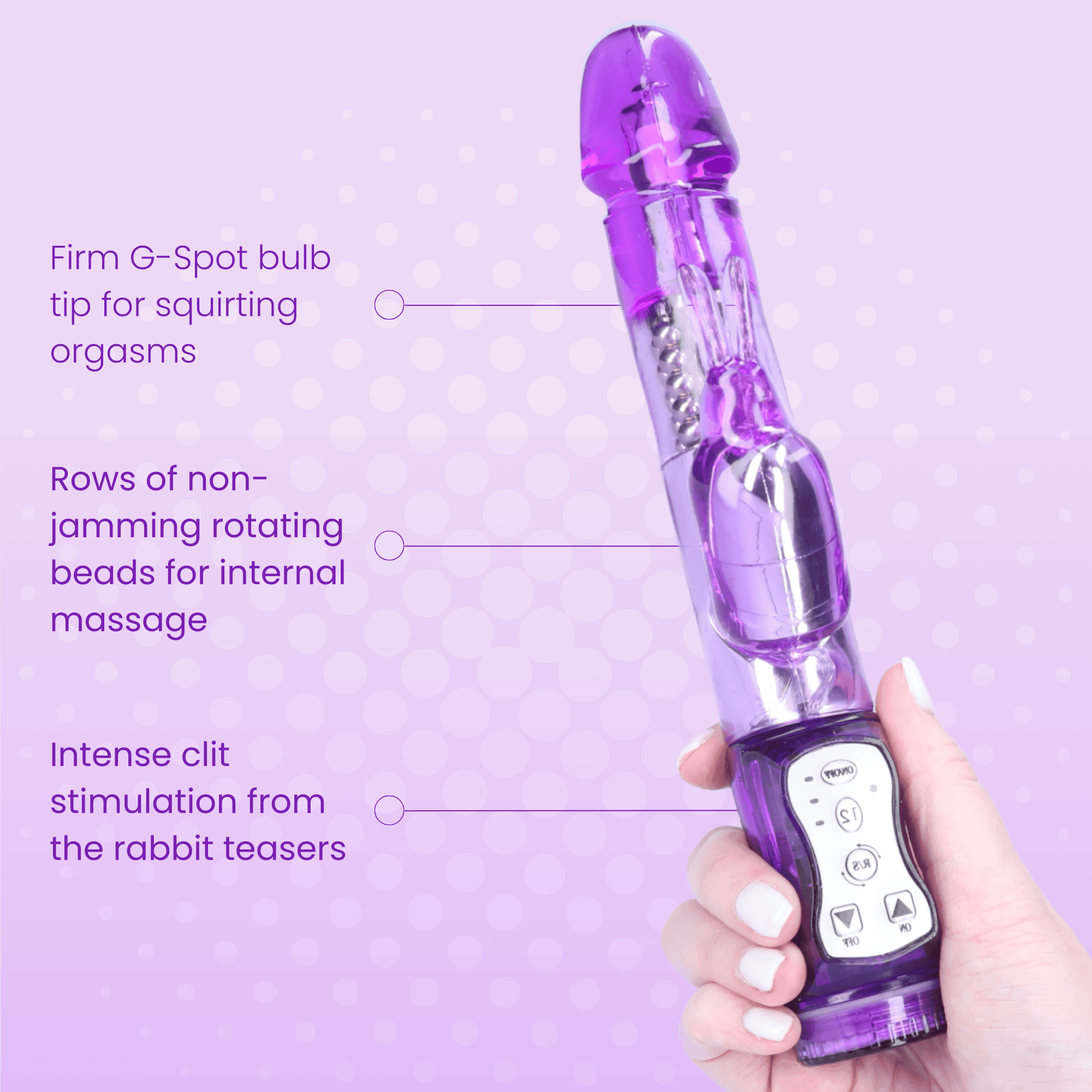 Rabbit Vibrator With 5 Rows Of Rotating Beads - Xoxomoving