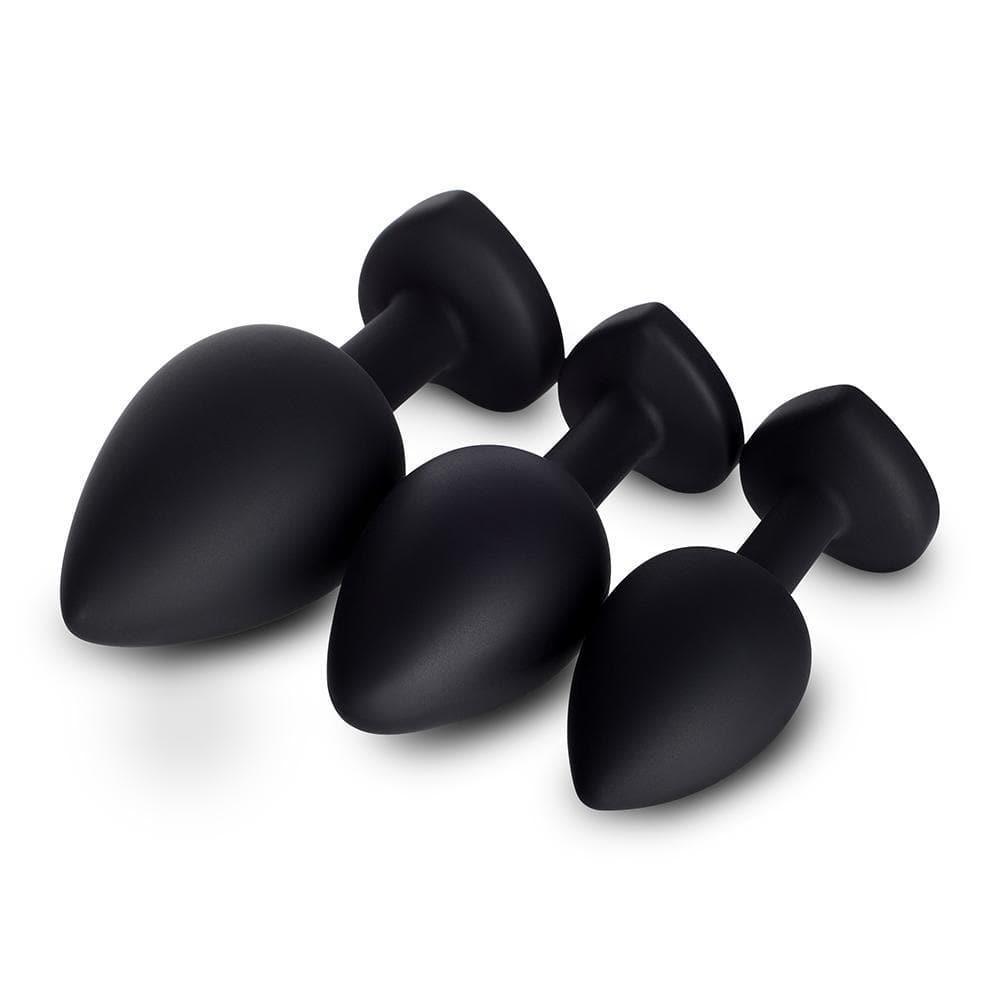 Rainbow Gem Black Silicone Butt Plug Set - Xoxomoving