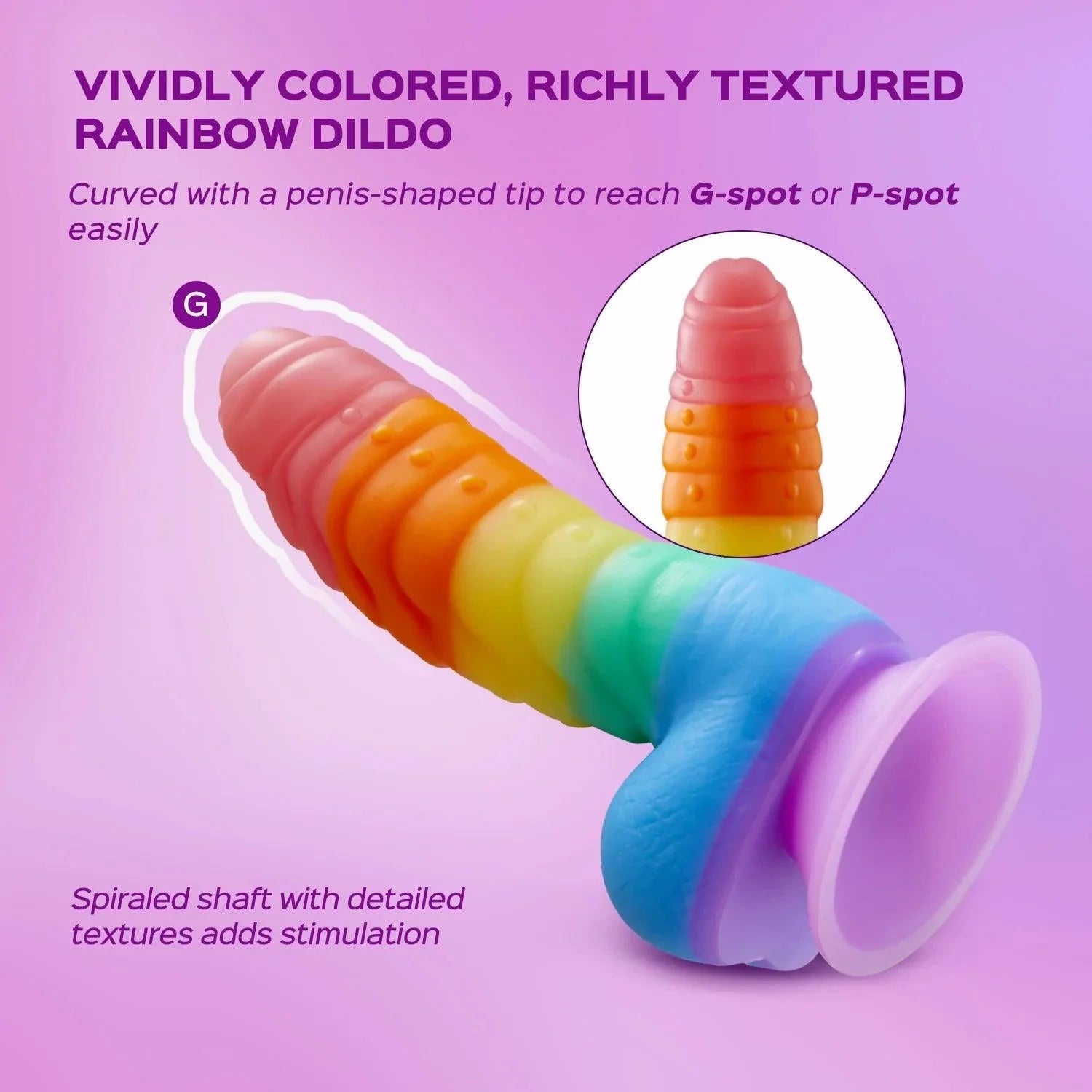 Rainbow Strap-On and Dildo Set - Adjustable Harness with Spiral Pastel Dildo - Xoxomoving