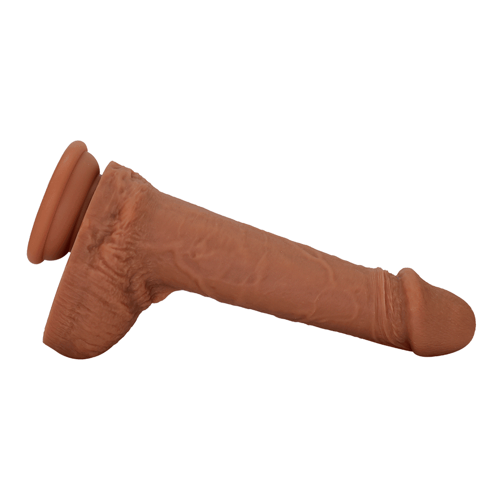 Realistic Feel Brown Silicone Dildo With Balls For Orgasmic Internal & External Pleasure With Every Thrust - Xoxomoving