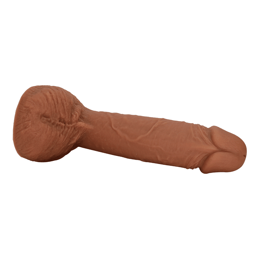 Realistic Feel Brown Silicone Dildo With Balls For Orgasmic Internal & External Pleasure With Every Thrust - Xoxomoving