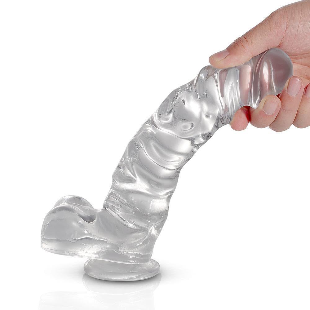 Realistic Textured Jelly Dildo with Suction Cup Base 8 Inch - Xoxomoving