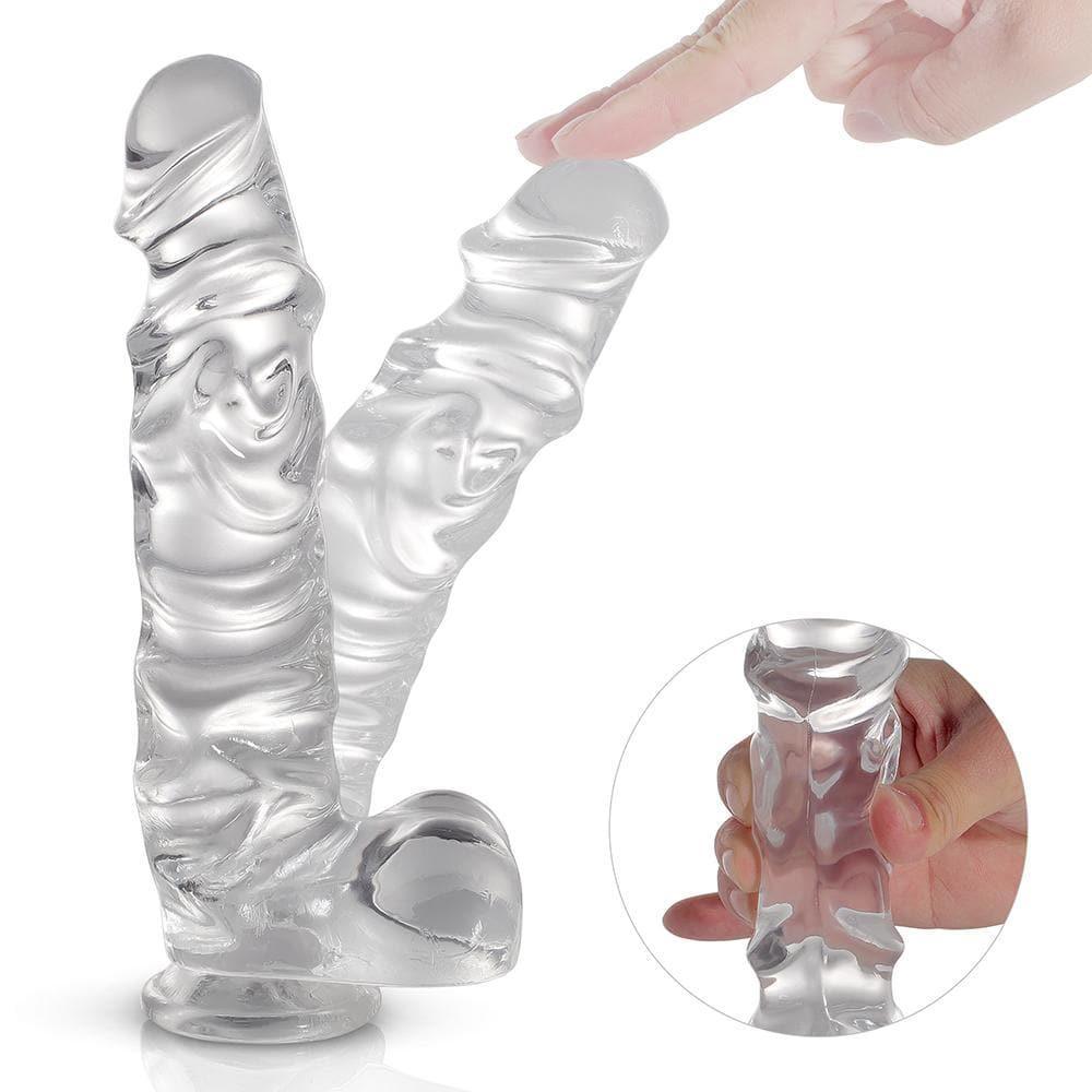 Realistic Textured Jelly Dildo with Suction Cup Base 8 Inch - Xoxomoving