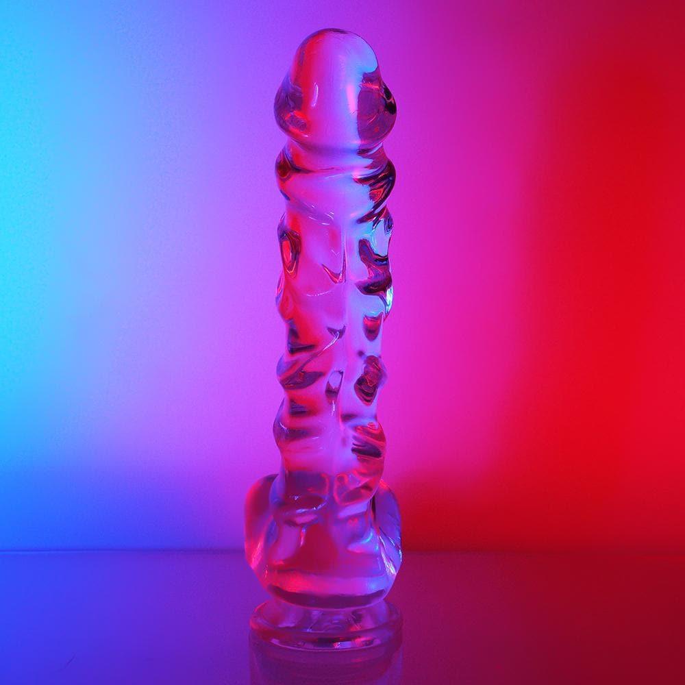 Realistic Textured Jelly Dildo with Suction Cup Base 8 Inch - Xoxomoving