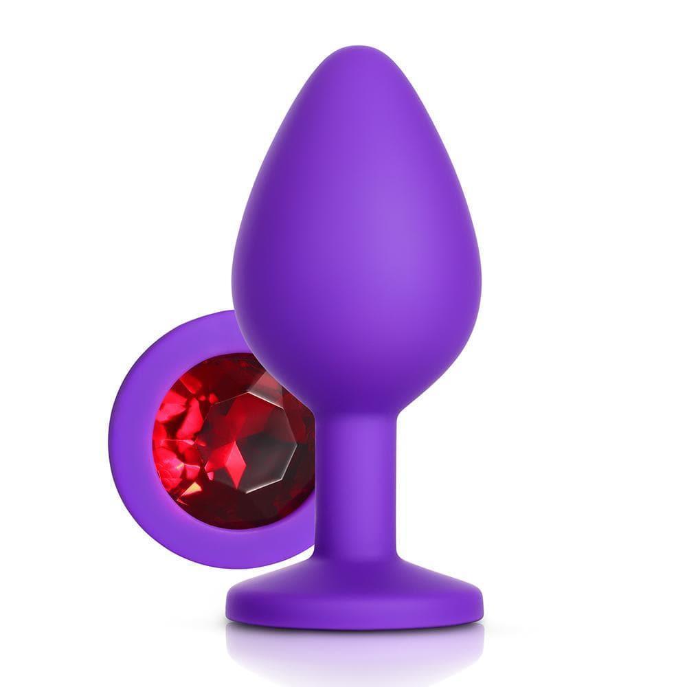 Red Gem Purple Silicone Butt Plug - Xoxomoving