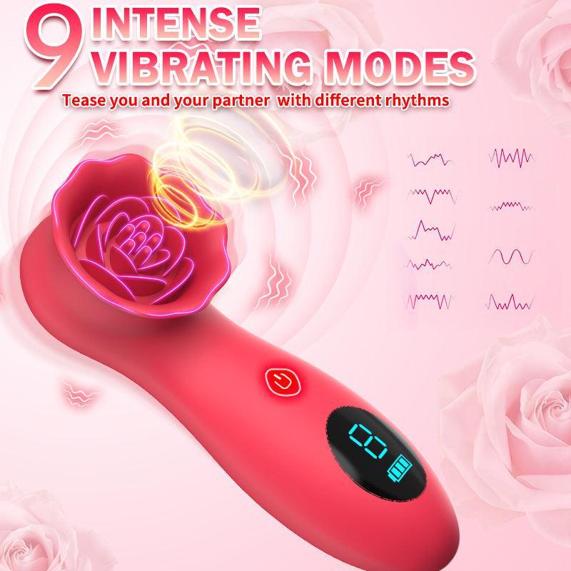 Red Rose Clit Licking and Sucking Stimulator with Realistic Tongue - Xoxomoving