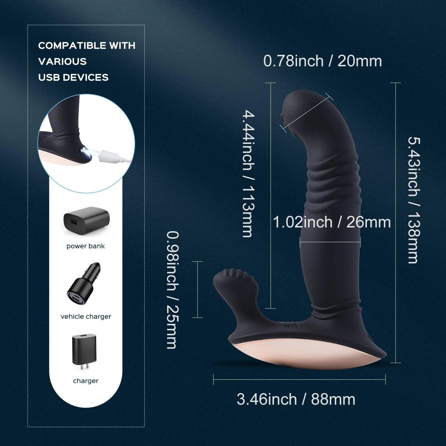 Remote Controlled Vibrating Perineum Stimulator Thrusting Prostate Massager - Xoxomoving