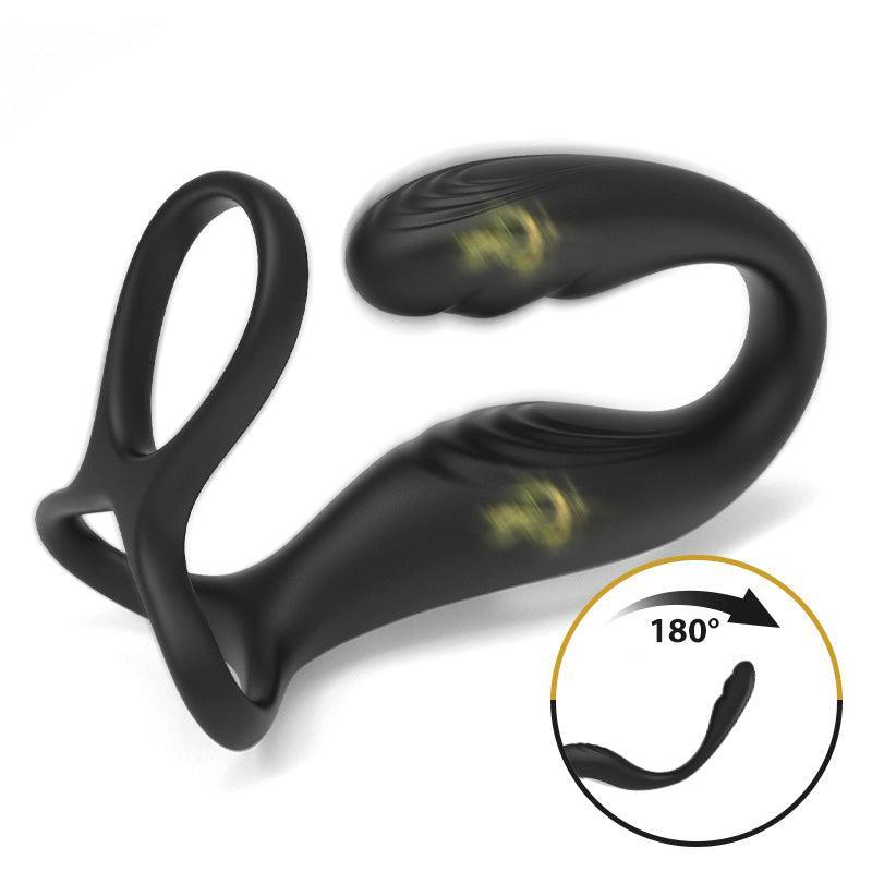 Reyer Wearable Prostate Massager with 10 Quiet Vibrations and Dual Cock Ring - Xoxomoving