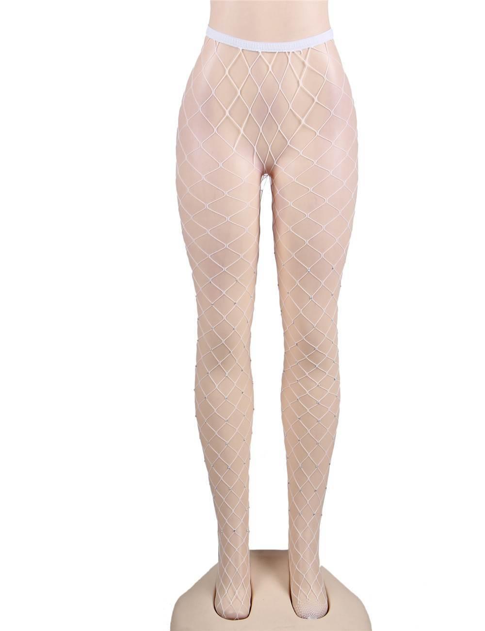 Rhinestone Net Pantyhose - One Size Fits Most - Xoxomoving