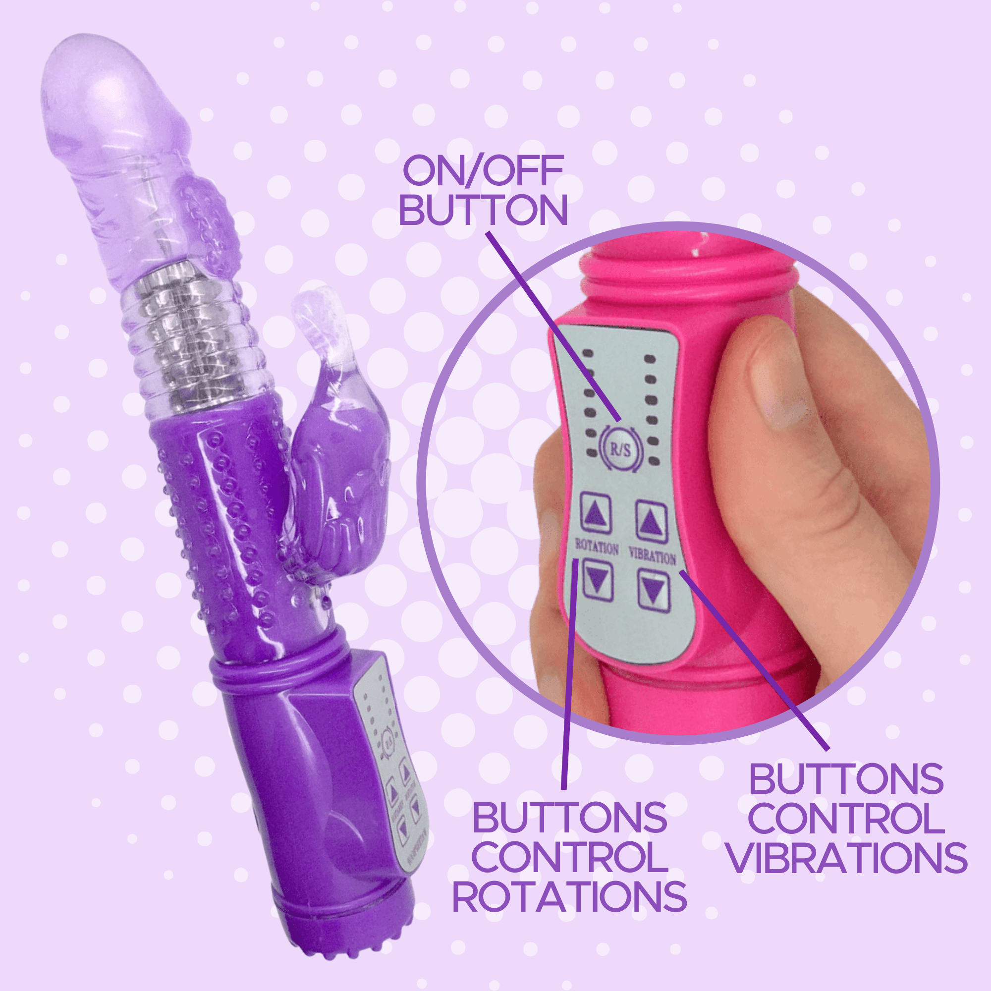 Ribbed Rotating Rabbit Vibe - Xoxomoving