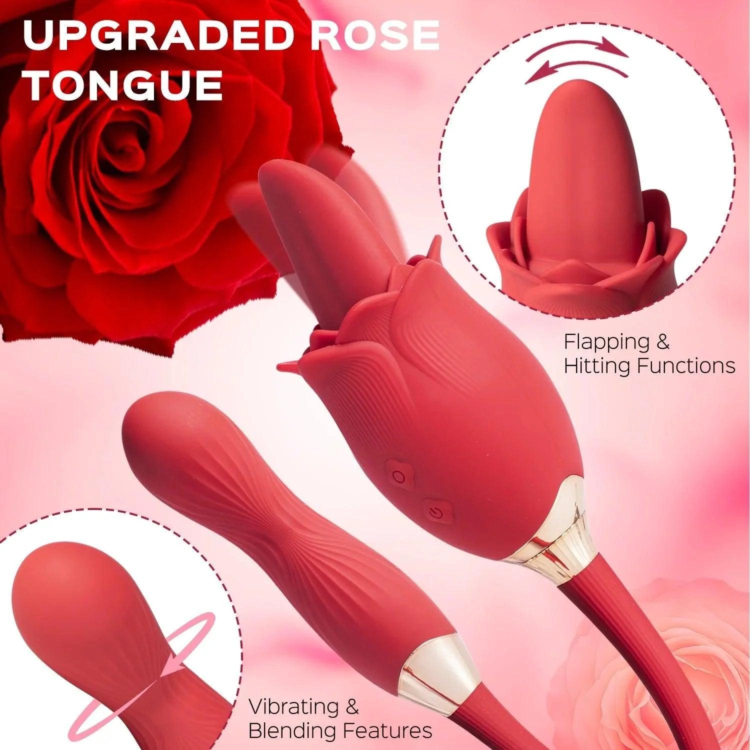 Rose Flapping Clit Stimulator Rotating G-spot Anal Vibrator - 2-in-1 - Xoxomoving