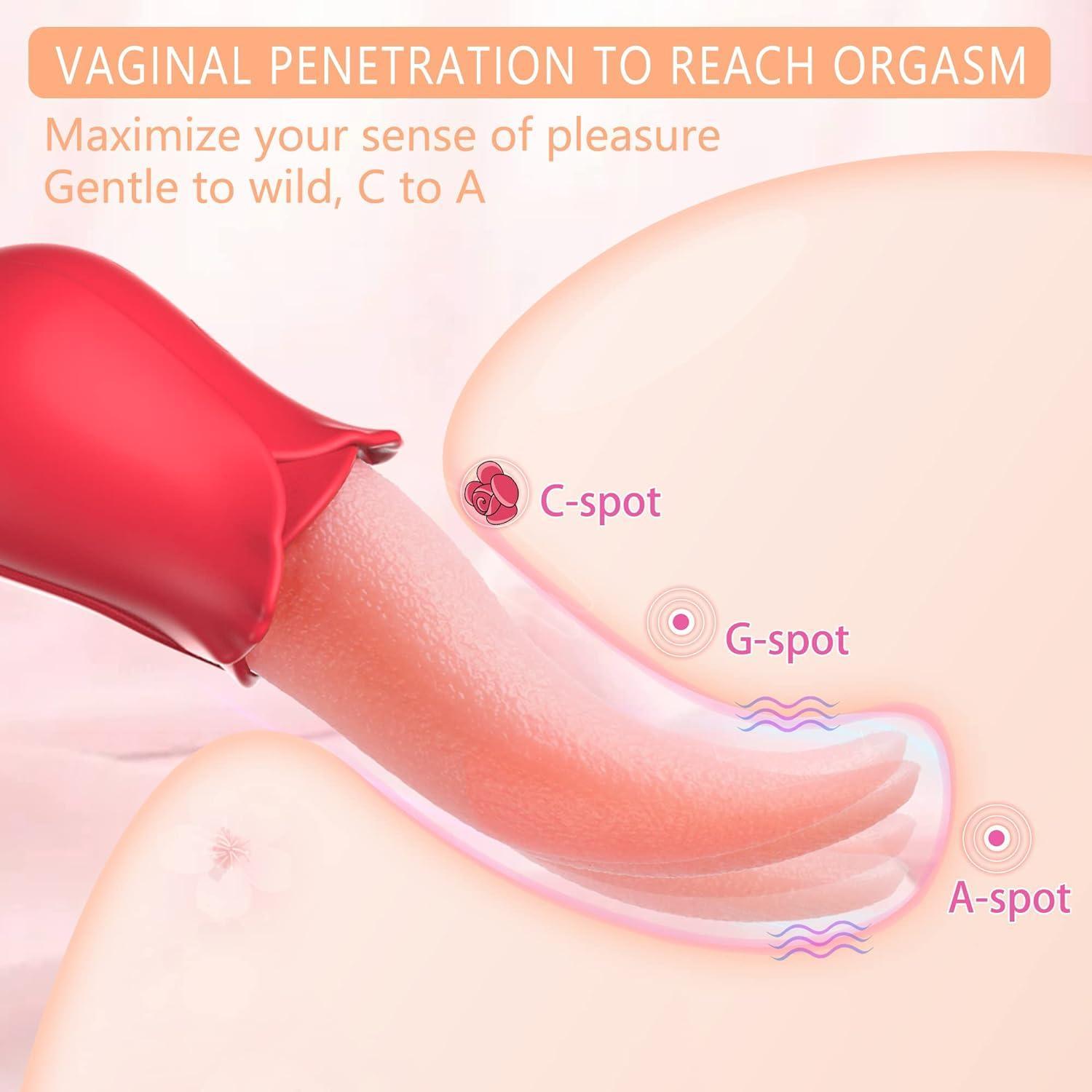 Rose Tongue Vibrator - 10 Modes Clitoral G Spot Stimulator for Women - Xoxomoving