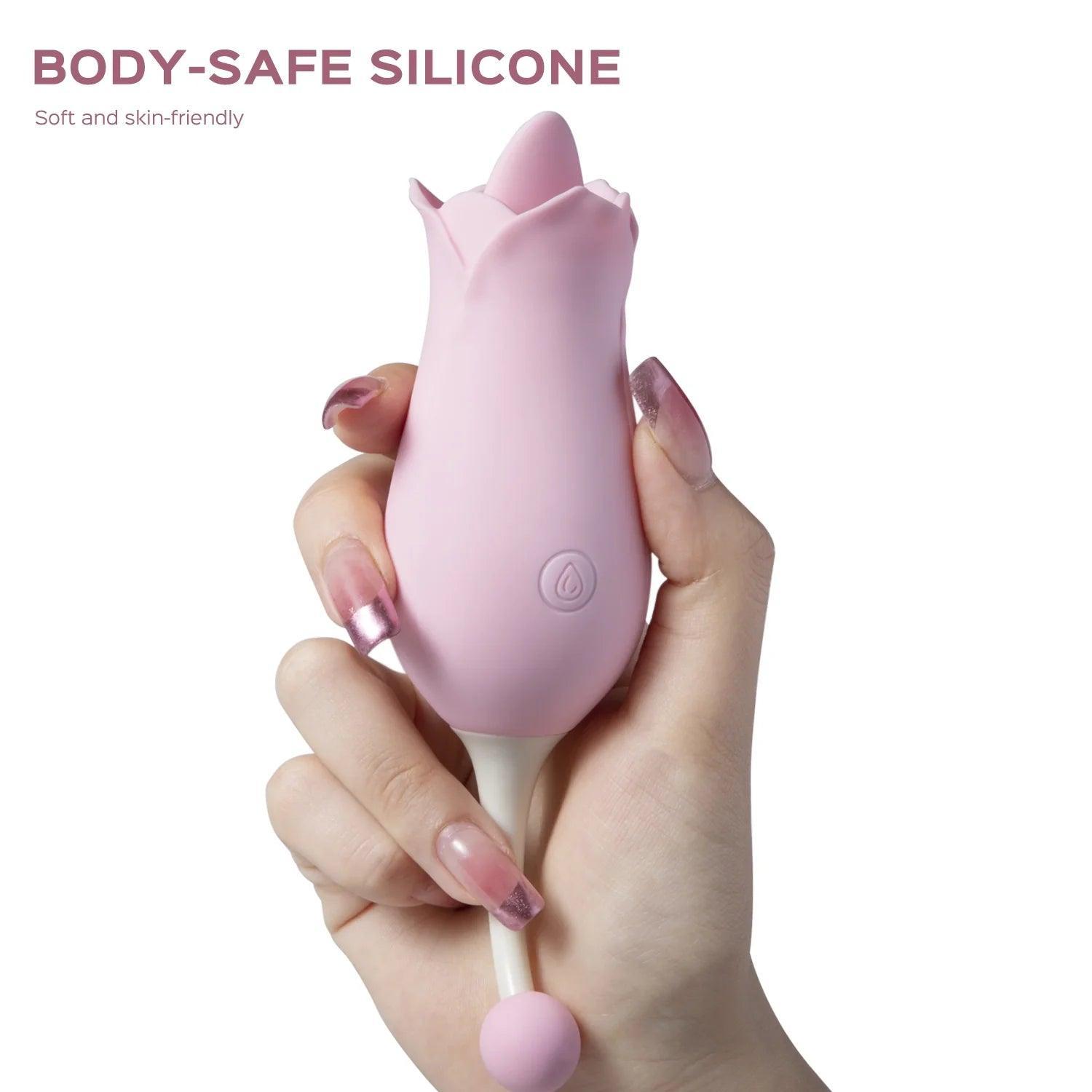 Rose Toy Clit Vibrator and Tongue Licker - Xoxomoving