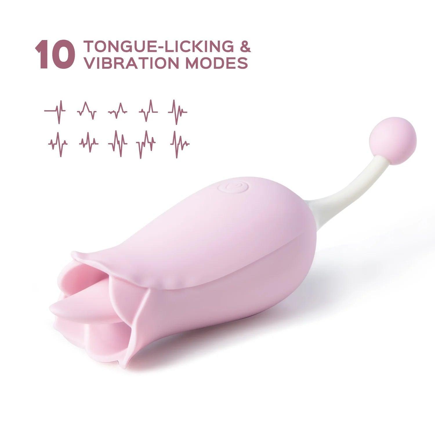 Rose Toy Clit Vibrator and Tongue Licker - Xoxomoving