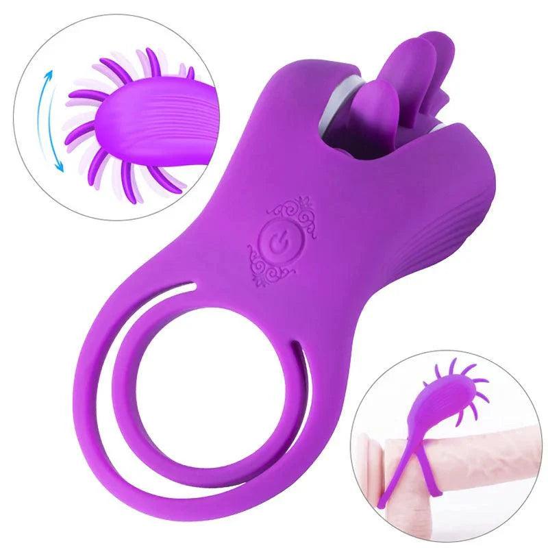 Roxy - Licking Sex Toy & Vibrating Dual Penis Ring - Xoxomoving