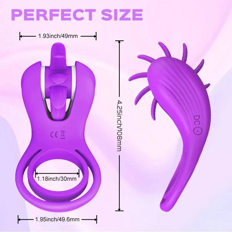 Roxy - Licking Sex Toy & Vibrating Dual Penis Ring - Xoxomoving