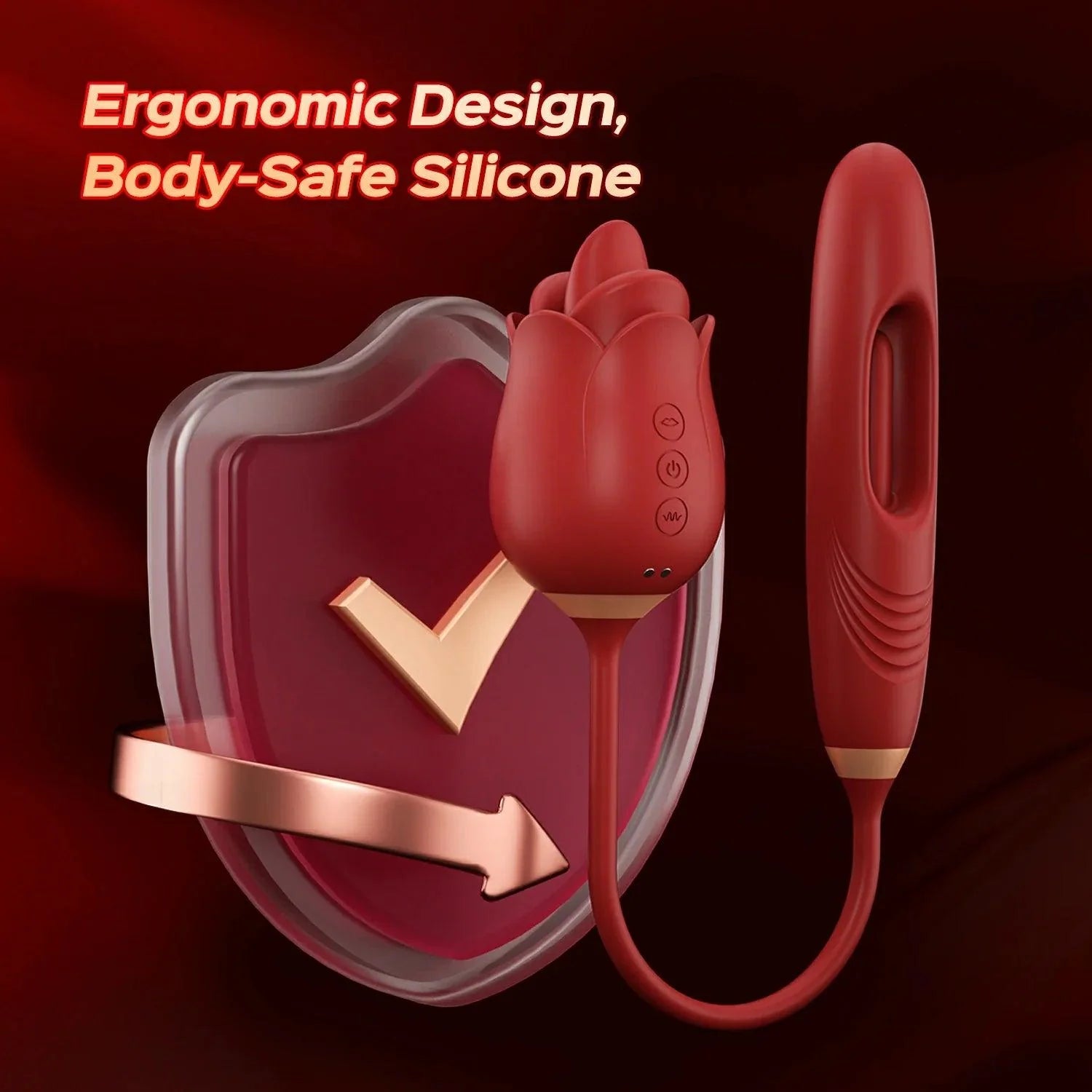 Rozi - Rose Biting-Mouth, Tongue Clit Stimulator with Tapping G-Spot Vibrator - Xoxomoving