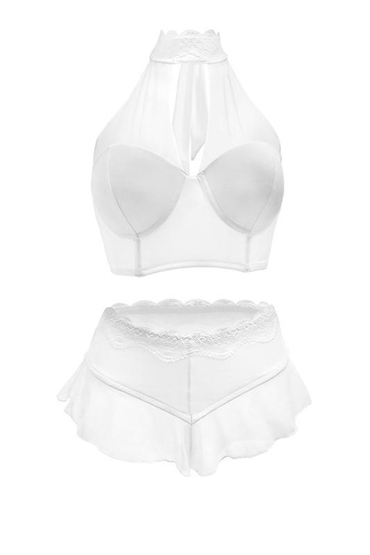 Ruffled Mesh High Waist Lingerie Set - Sizes Small-3x Available - Xoxomoving