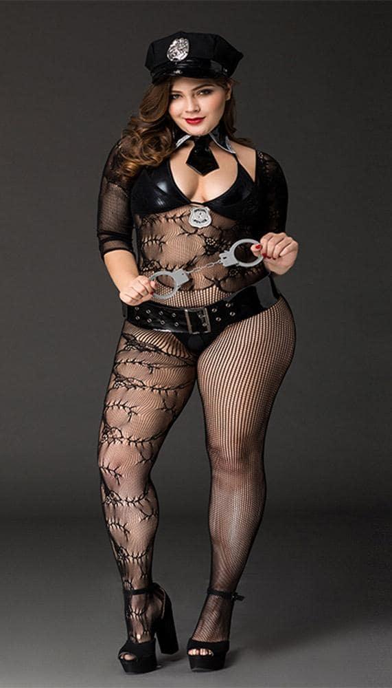 Sexy and Cuffed - Bodystocking Police Costume - Xoxomoving