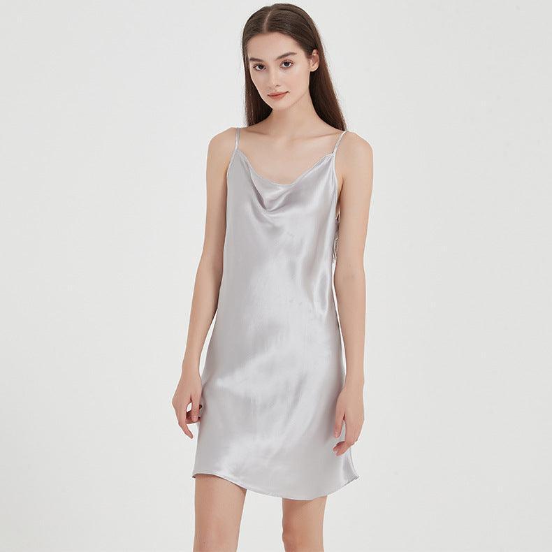 Sexy Satin Slip Nightie - Gray - Xoxomoving