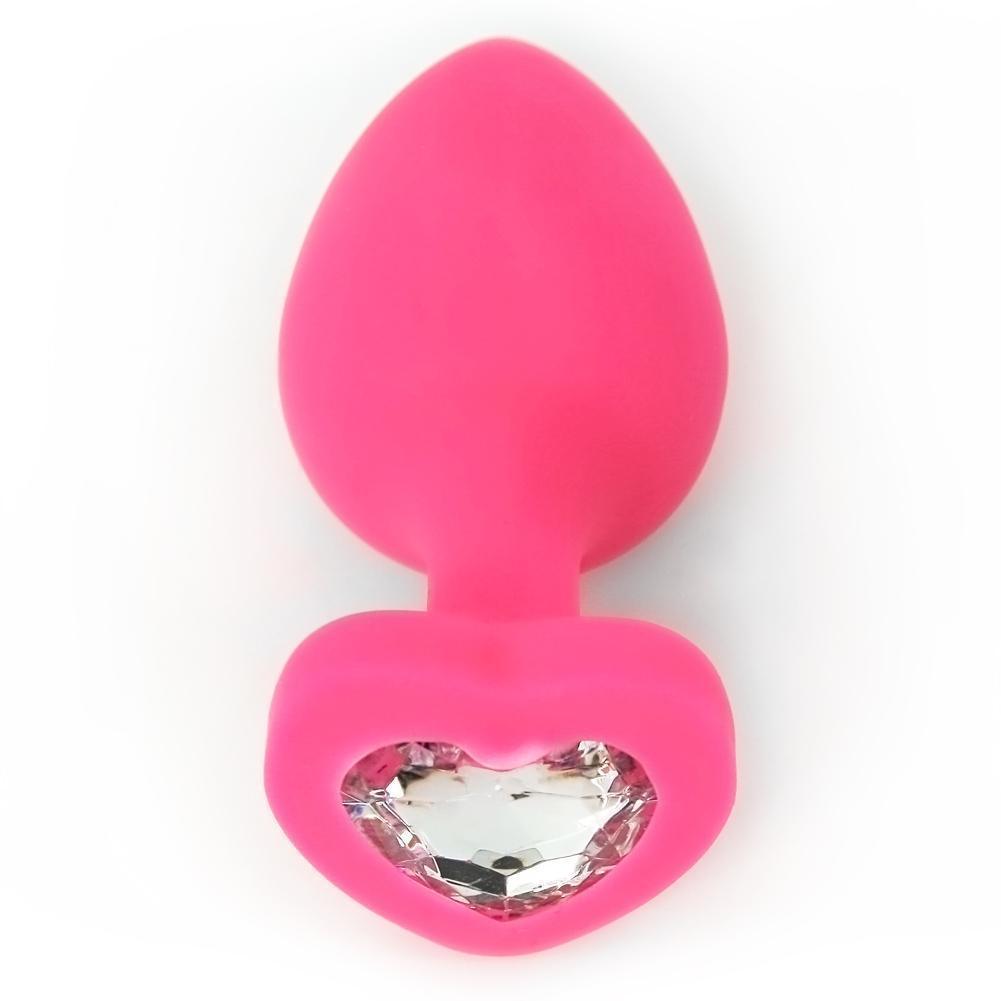 Silicone Heart Jeweled Anal Plug - 3 Sizes Available! - Xoxomoving