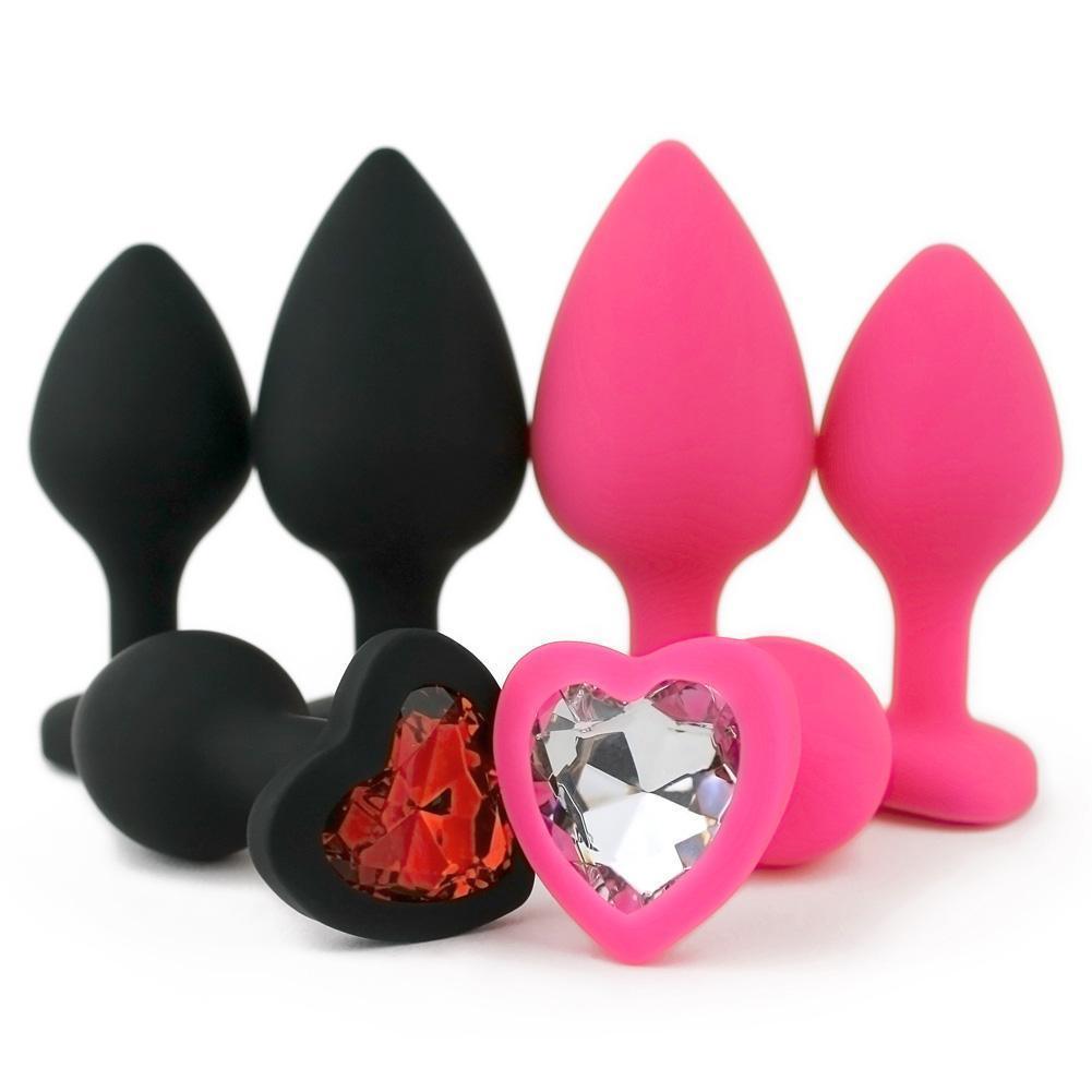 Silicone Heart Jeweled Anal Plug - 3 Sizes Available! - Xoxomoving