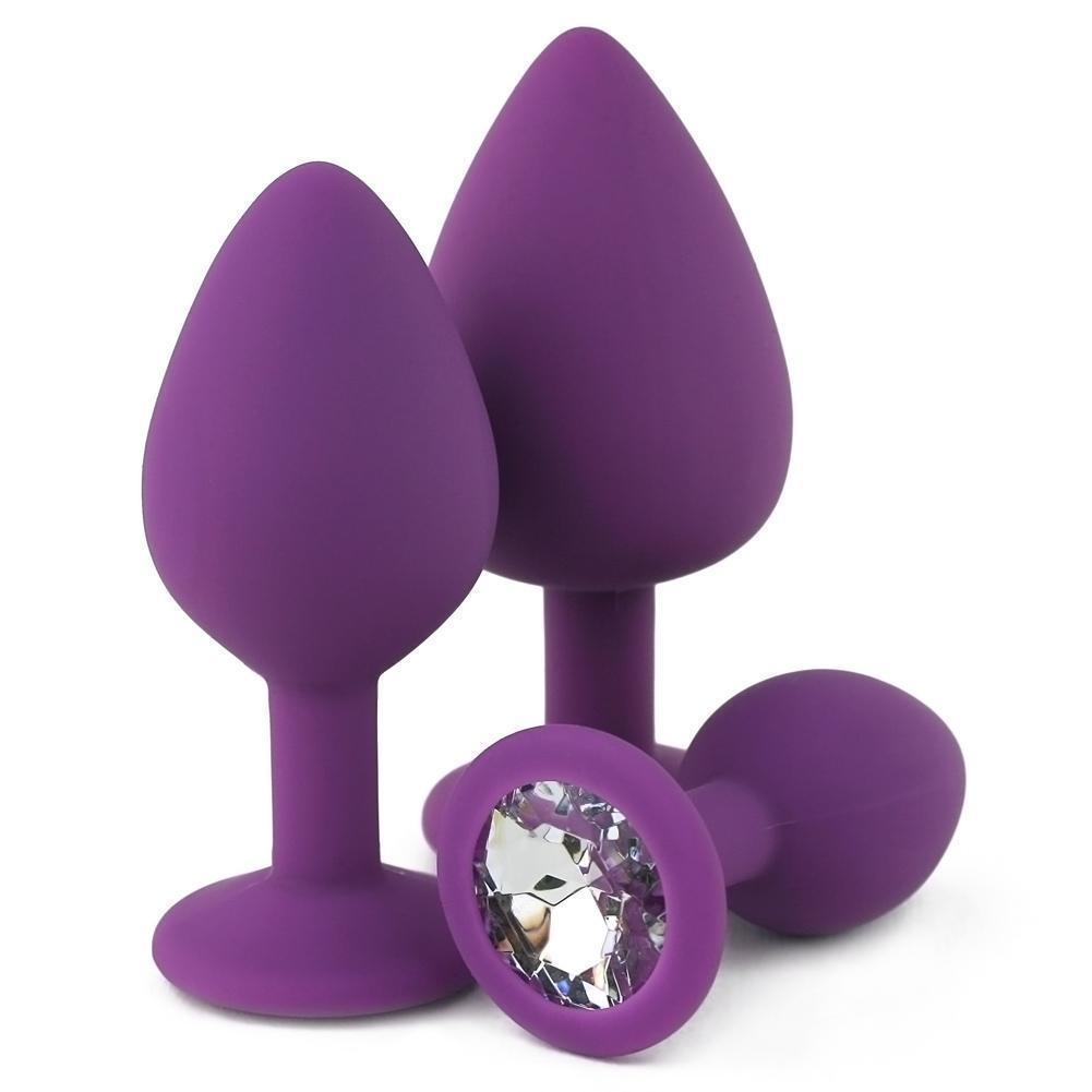 Silicone Jeweled Anal Plug - Available In 3 Sizes! - Xoxomoving