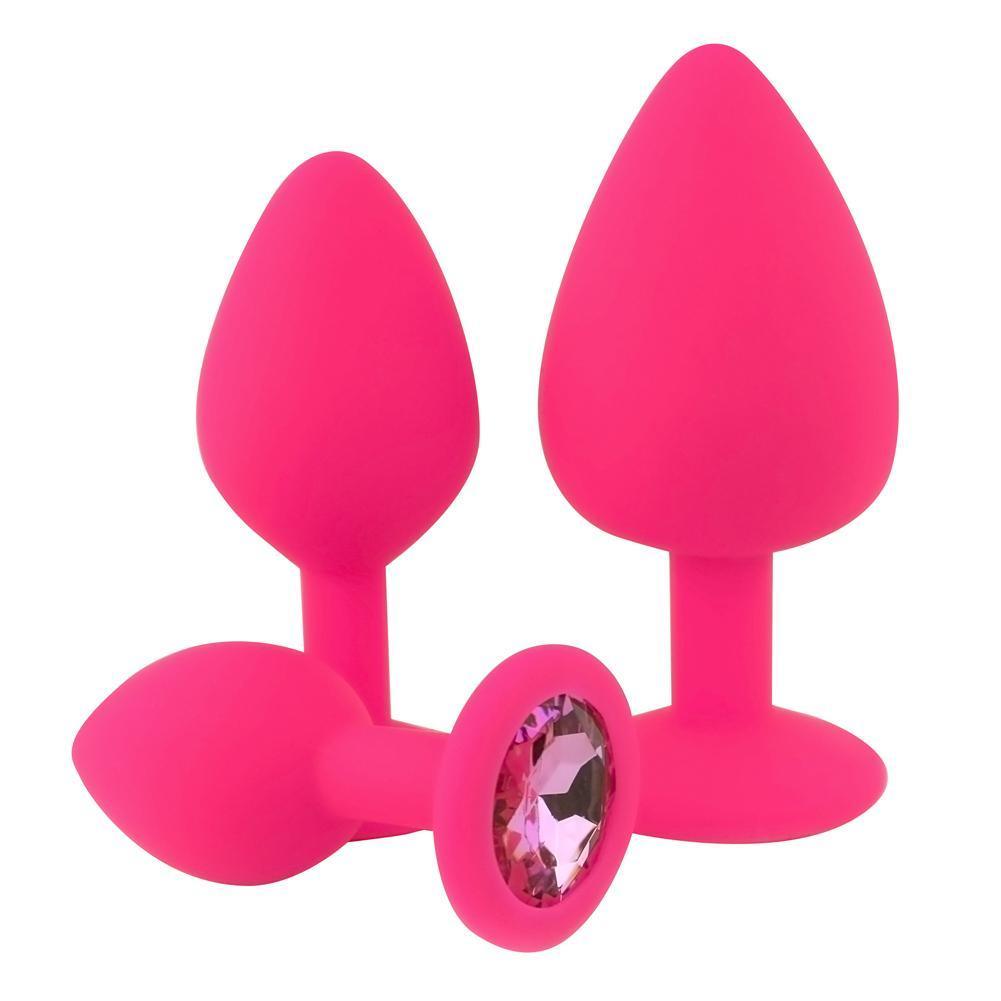 Silicone Jeweled Anal Plug - Available In 3 Sizes! - Xoxomoving