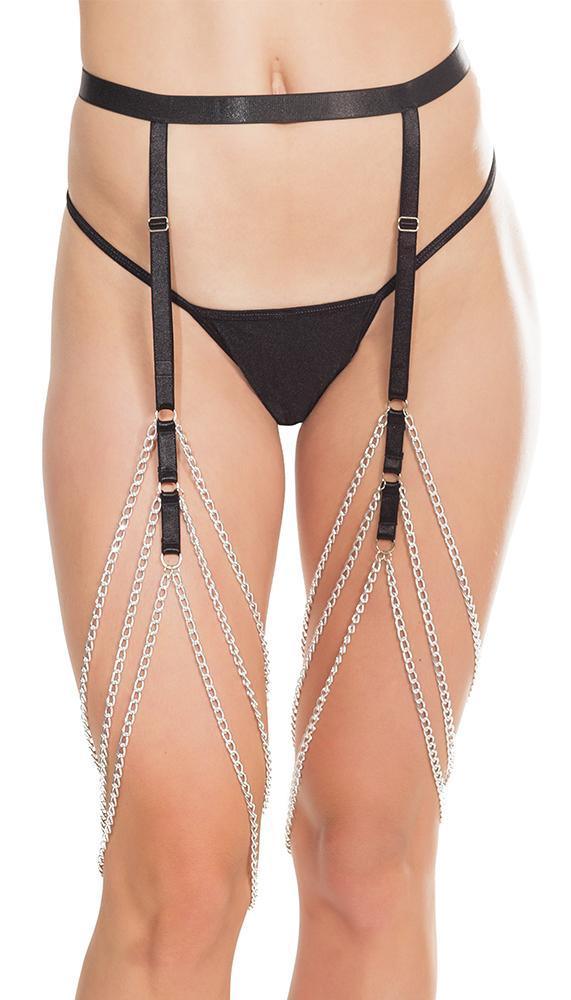 Silver & Black Chain Garter Belt - Xoxomoving