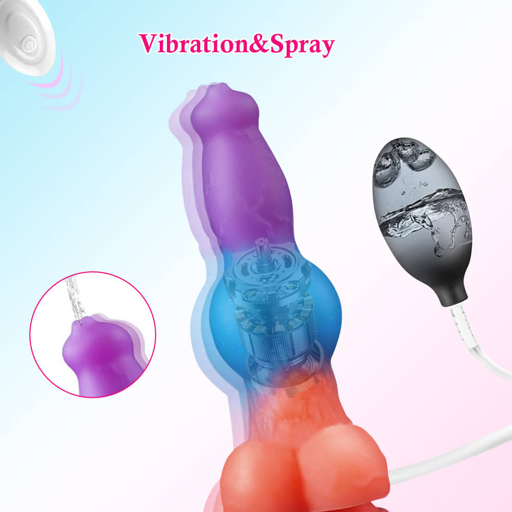 9 Inch Color Mixing Remote Control Vibrating Squirting Dildo Xoxomoving