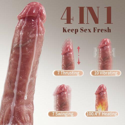 Small Glans Thick Shaft Big Ball 7 Thrusting Swinging 10 Vibrating Heating Lifelike Dildo 8.66 Inch - Xoxomoving