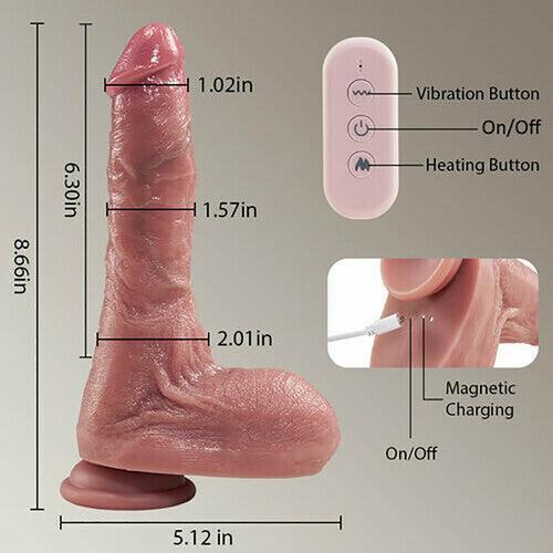 Small Glans Thick Shaft Big Ball 7 Thrusting Swinging 10 Vibrating Heating Lifelike Dildo 8.66 Inch - Xoxomoving