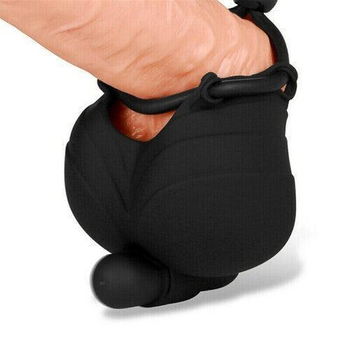 Soft Silicone 10-Speeds Vibration Scrotum Cap Cock Ring - Xoxomoving