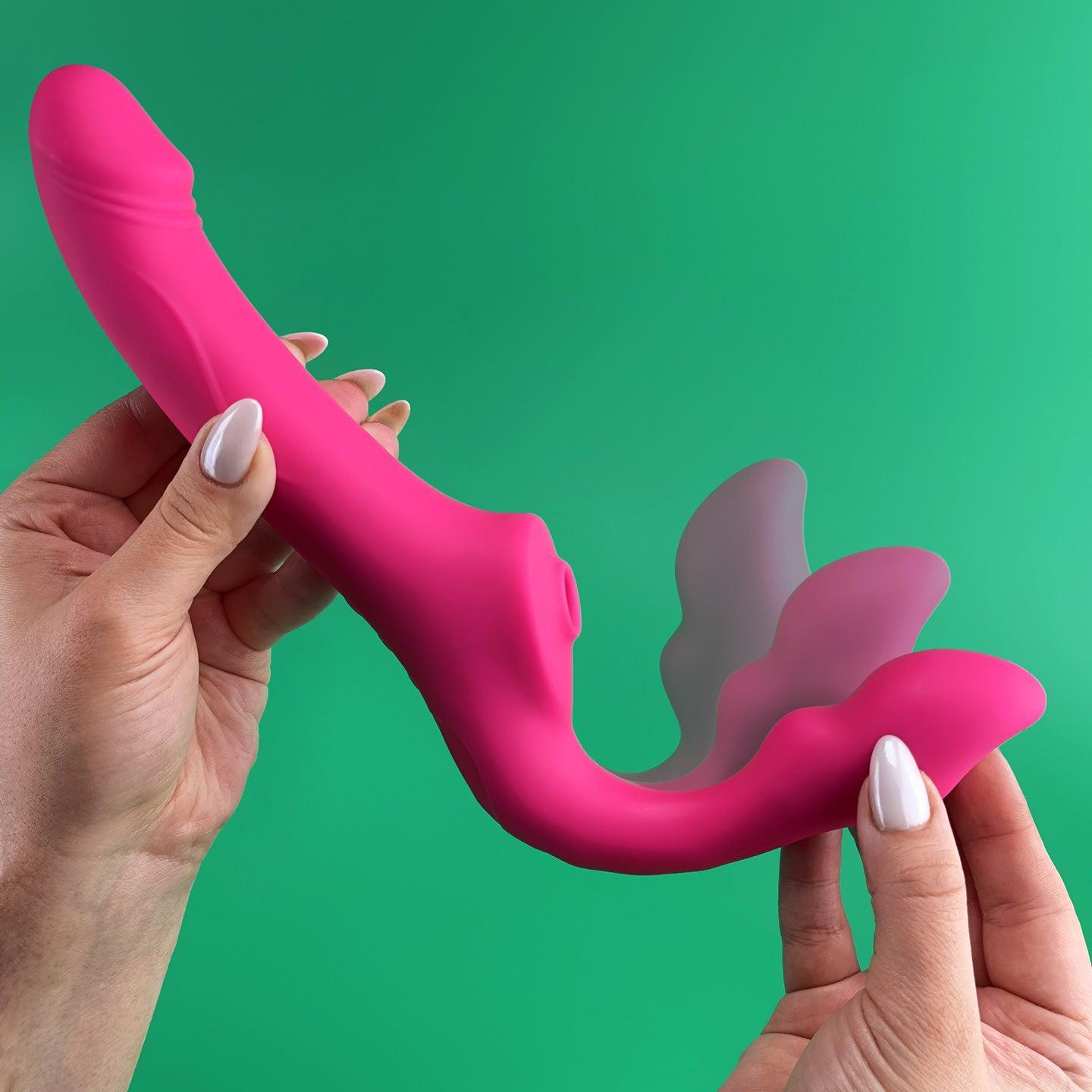 Soul kiss Air pulse tongue remote control strapless strap-on - Xoxomoving