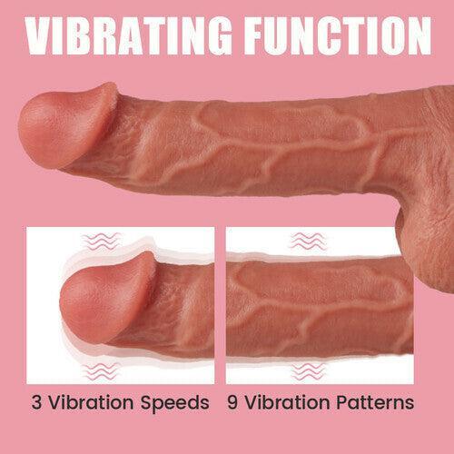 Tatum Higher Frequency Pulsing Thrusts Vibrations 3 Speeds 9 Modes Beginner-friendly Lifelike Dildo 8.66 Inch - Xoxomoving