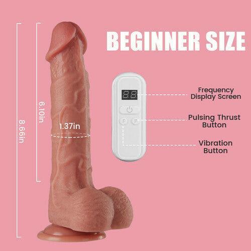 Tatum Higher Frequency Pulsing Thrusts Vibrations 3 Speeds 9 Modes Beginner-friendly Lifelike Dildo 8.66 Inch - Xoxomoving