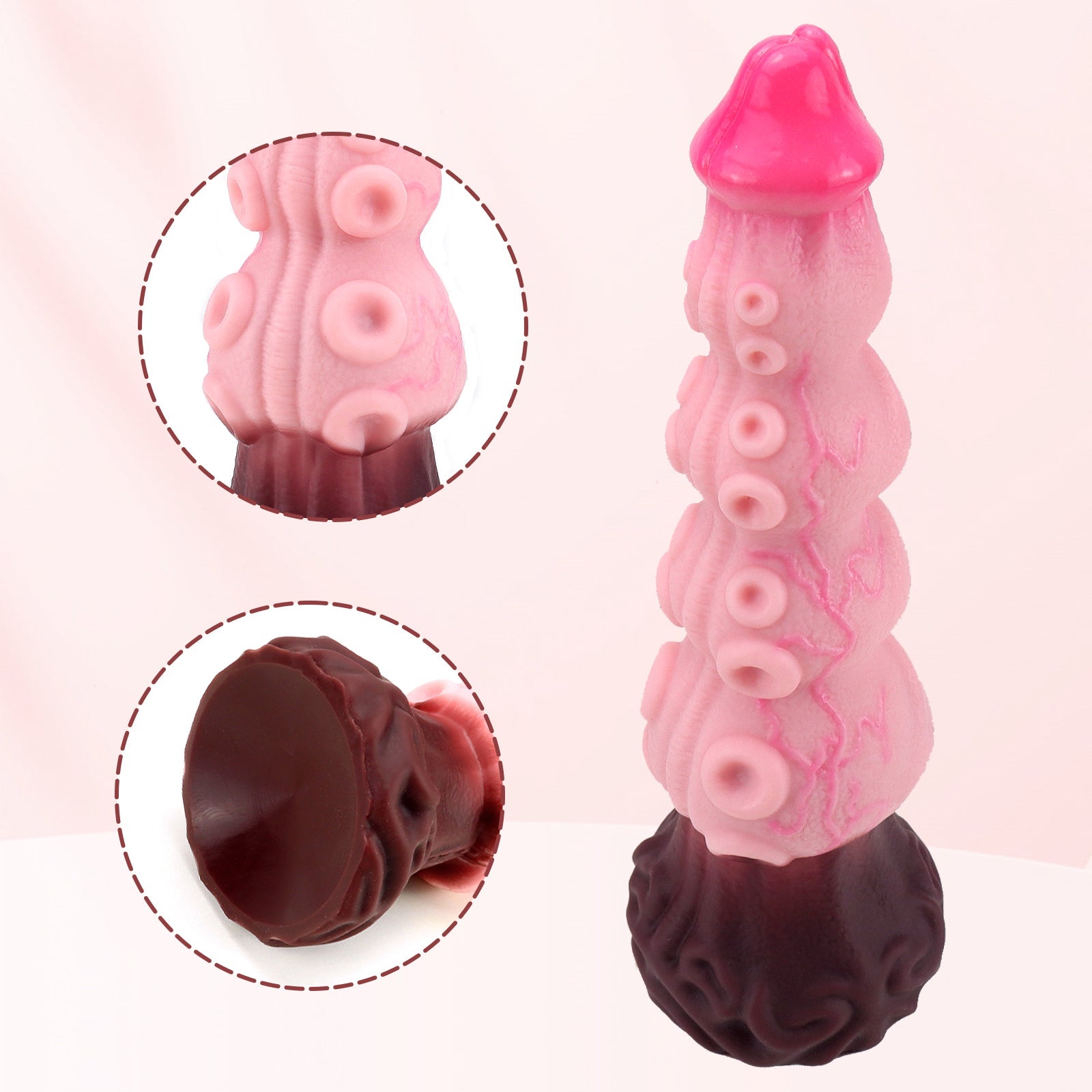 Textured Pink Silicone Dildo with Suction Cup Xoxomoving