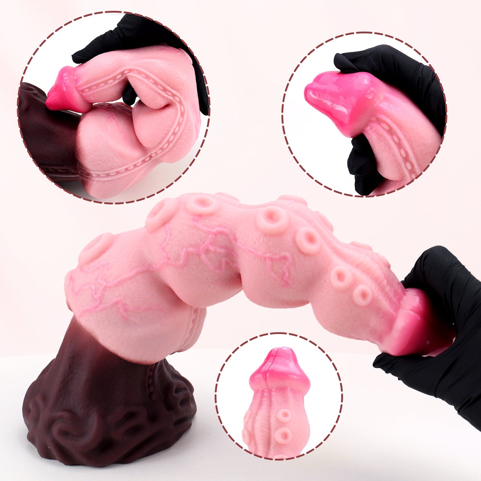 Textured Pink Silicone Dildo with Suction Cup Xoxomoving