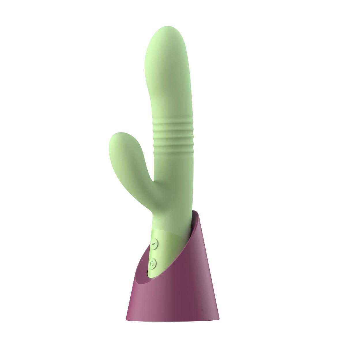 The Coelho - Telescopic Thrusting Silicone Rabbit Vibe with Charging Stand - Xoxomoving