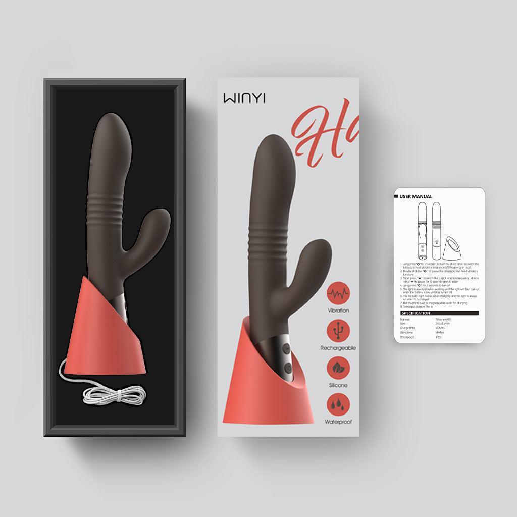 The Coelho - Telescopic Thrusting Silicone Rabbit Vibe with Charging Stand - Xoxomoving