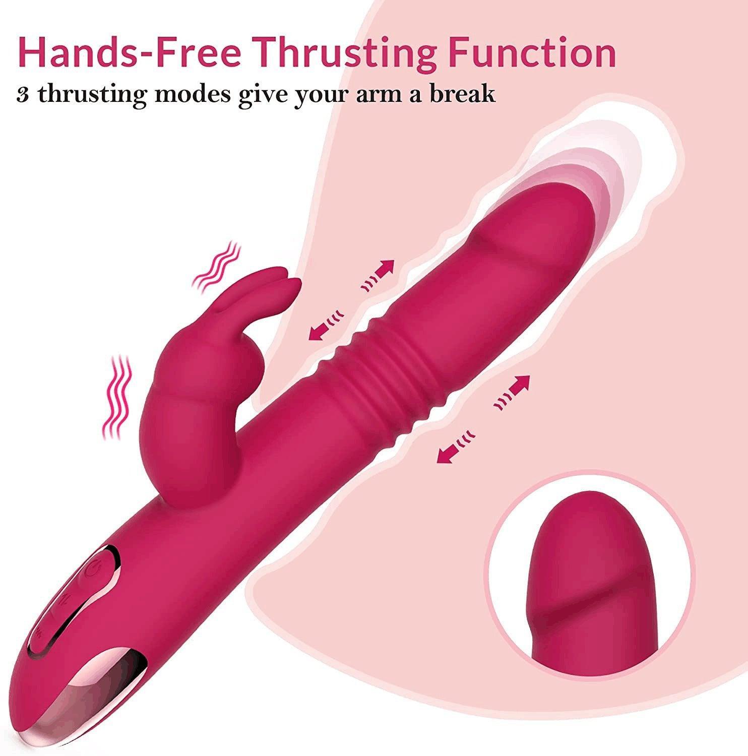 Thick & Thrust Bunny - Dual Shaft Thrusting And Girth Expanding Vibrator - Xoxomoving