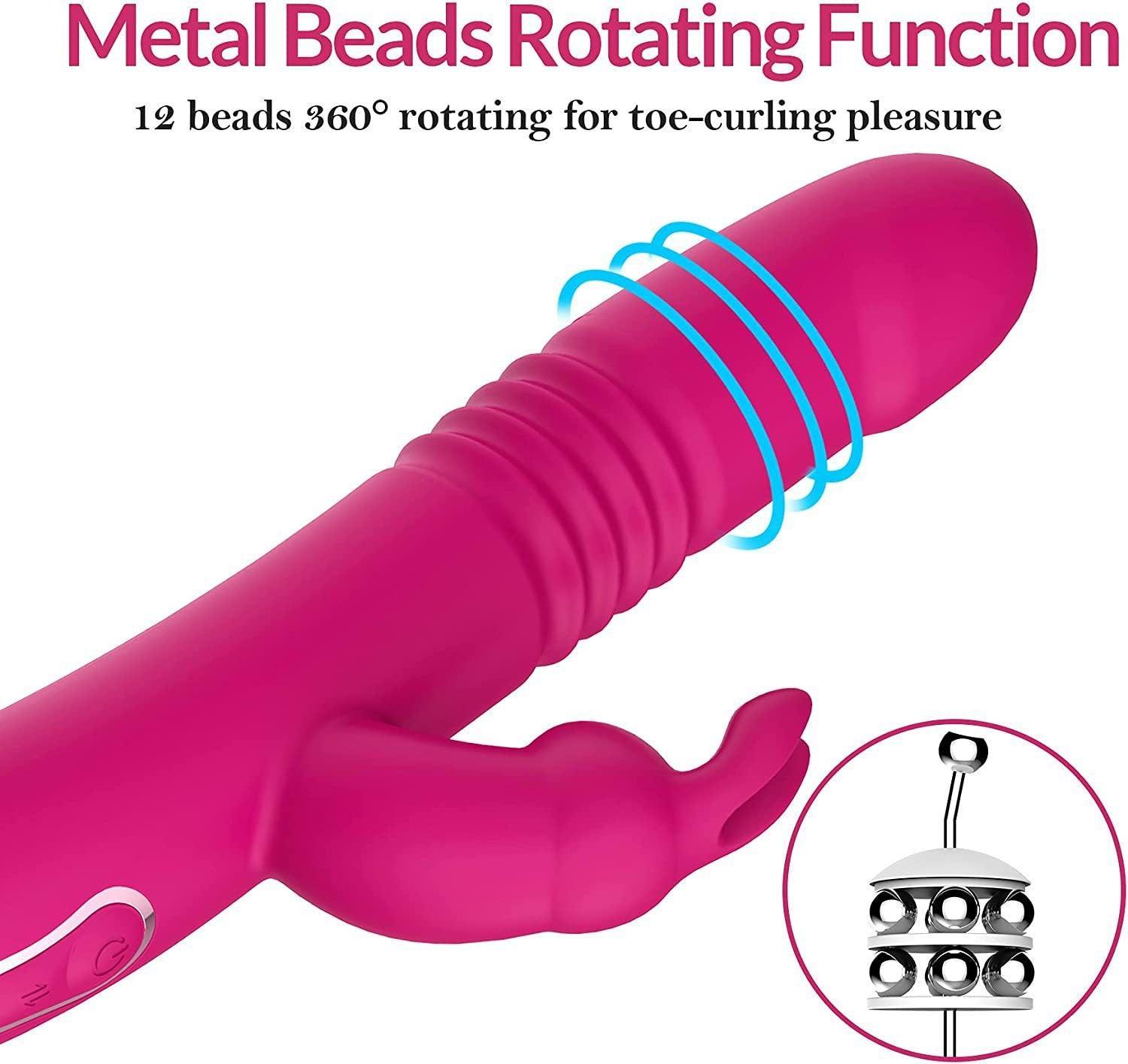 Thick & Thrust Bunny - Dual Shaft Thrusting And Girth Expanding Vibrator - Xoxomoving